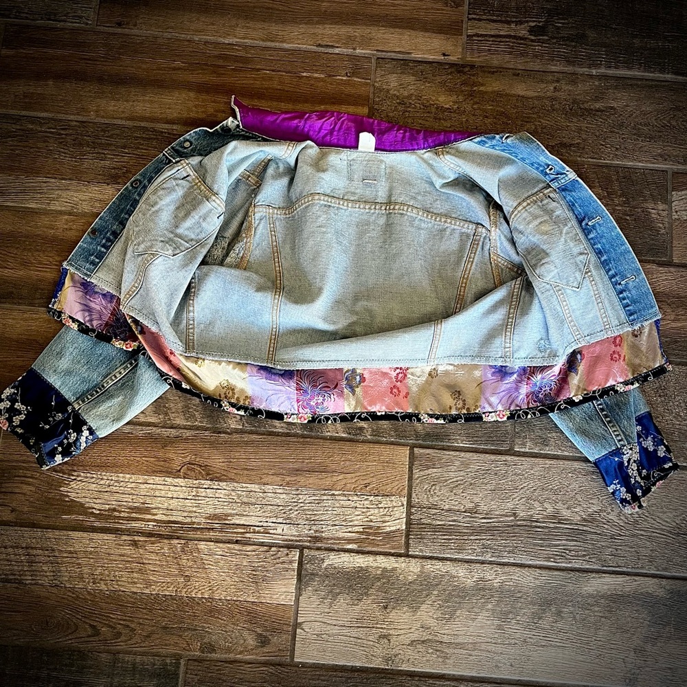 Bella Dahl Vintage Levis blue Jean Jacket silk L - Picture 3 of 8